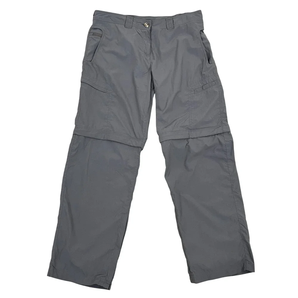 ExOfficio Women Convertible Hiking Pants 10 Gray Insect Shield Zip Off Leg Cargo